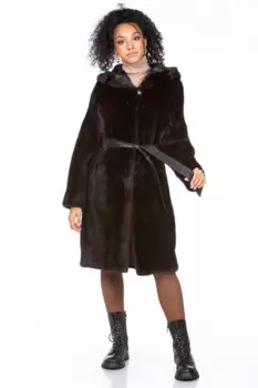 Шуба из норки с капюшоном