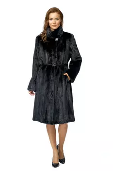 Удлиненная шуба из норки с воротником