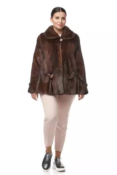 Короткая норковая шуба с воротником