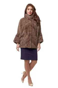 Короткая норковая шуба с воротником