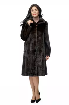 Длинная шуба из норки с воротником