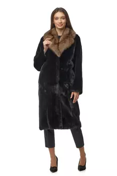 Шуба из норки с воротником, отделка соболь