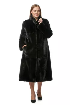 Шуба из норки с воротником, отделка соболь