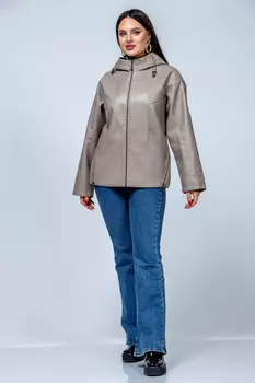 Женская кожаная куртка из эко-кожи с капюшоном
