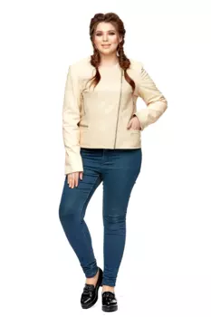 Женская кожаная куртка из натуральной кожи без воротника