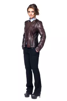 Женская кожаная куртка из натуральной кожи питона без воротника