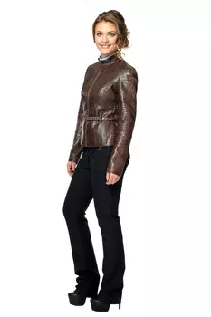 Женская кожаная куртка из натуральной кожи питона с воротником