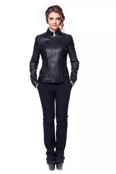 Женская кожаная куртка из натуральной кожи питона с воротником