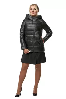 Женская кожаная куртка из натуральной кожи с капюшоном