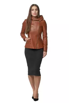 Женская кожаная куртка из натуральной кожи с капюшоном