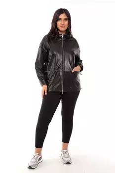Женская кожаная куртка из натуральной кожи с капюшоном