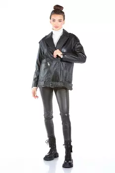 Женская кожаная куртка из натуральной кожи с воротником