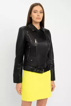 Женская кожаная куртка из натуральной кожи с воротником