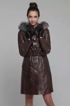 Женское кожаное пальто из натуральной кожи с капюшоном, отделка лиса