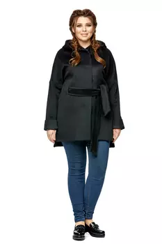 Женское пальто из текстиля с капюшоном