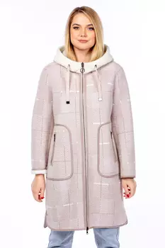 Женское пальто из текстиля с капюшоном