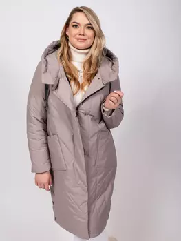 Женское пальто из текстиля с капюшоном