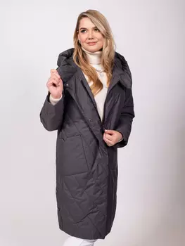 Женское пальто из текстиля с капюшоном