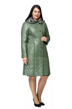 Женское пальто из текстиля с капюшоном, отделка искусственный мех