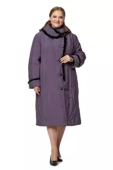 Женское пальто из текстиля с капюшоном, отделка норка