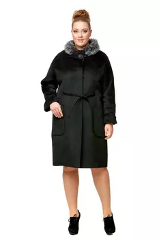 Женское пальто из текстиля с воротником, отделка блюфрост