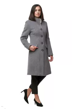 Женское пальто из текстиля с воротником, отделка норка
