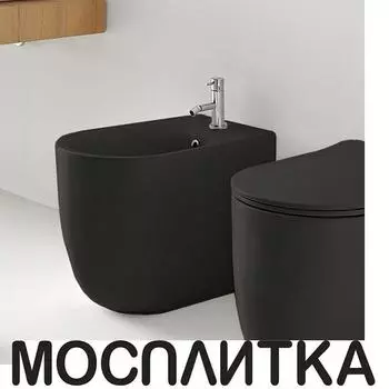 Биде напольное Kerasan Nolita, с 1 отв. под смеситель 55х35 см, с креплениями WB5N, цвет черный матовый