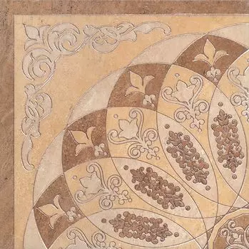 Декор Монтаньоне беж лаппатированный 1/4 розона 42х42