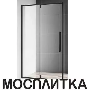 Душевая дверь AQUAme 90х195 см AQM7108-2-9 профиль черный, стекло прозрачное