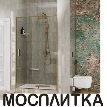 Душевая дверь Wasserkraft Aisch 100х200 см 55P12 профиль золото, стекло прозрачное