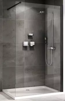 Душевая перегородка 90 см Abber Immer Offen AG61090B стекло прозрачное, профиль черный