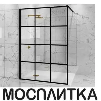 Душевая перегородка Paini 100х195 см PAINI-WalkIN100G профиль черный матовый, стекло прозрачное