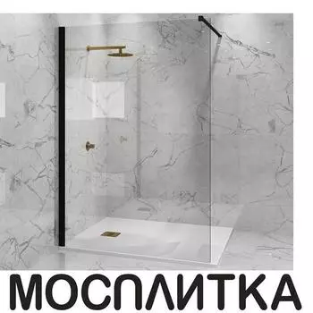 Душевая перегородка Paini 110х195 см PAINI-WalkIN110C профиль черный матовый, стекло прозрачное