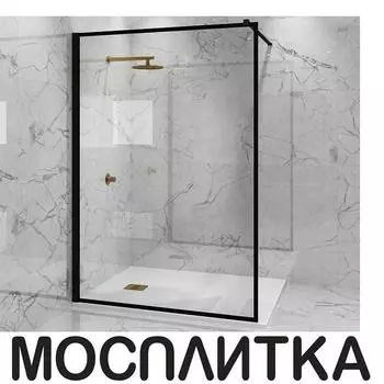 Душевая перегородка Paini 110х195 см PAINI-WalkIN110F профиль черный матовый, стекло прозрачное