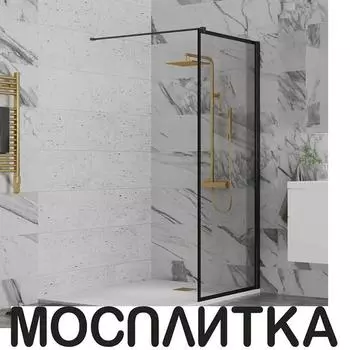 Душевая перегородка Paini 90х195 см PAINI-WalkIN90F профиль черный матовый, стекло прозрачное