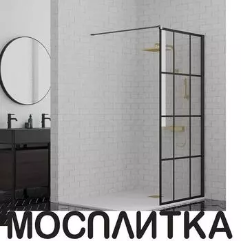 Душевая перегородка Paini 90х195 см PAINI-WalkIN90G профиль черный матовый, стекло прозрачное