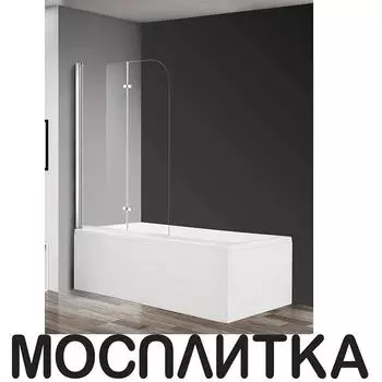 Душевая шторка на ванну AQUAme 120х140 см AQM2852B профиль хром, стекло прозрачное