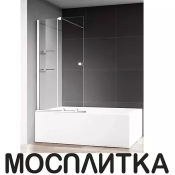 Душевая шторка на ванну AQUAme 120х140 см AQM6601-2 профиль хром, стекло прозрачное