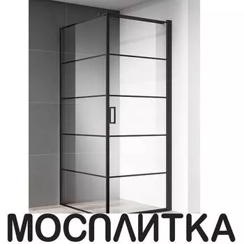 Душевой уголок AQUAme 80х80 см AQM5215-RH-8 профиль черный, стекло прозрачное