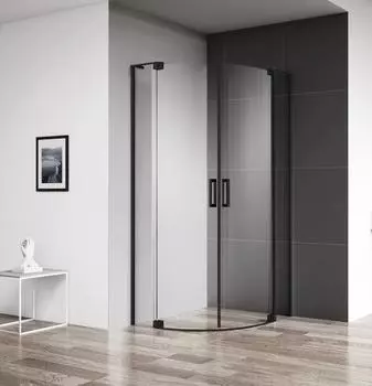 Душевой уголок Cezares SLIDER-R-2-80/90-C-NERO стекло прозрачное, профиль черный матовый