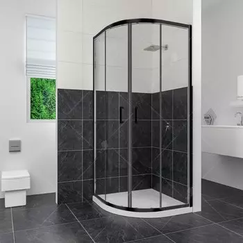 Душевой уголок RGW CL-54 В 32095488-14 80x80 см четверть круга стекло прозрачное черный