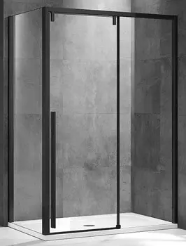 Душевой уголок Vincea Lugano VSR-1L8014CLB-1 140x80 см черный, стекло прозрачное, Easy Clean