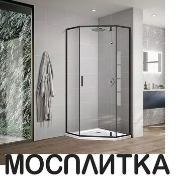 Душевой уголок Vincea Slim-U VSP-2SU900CLB, 900*900, м.черный, стекло прозрачное