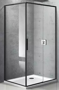 Душевой уголок Vincea Slim VSR-2SL9012CLB-R 120x90 см матовый черный, стекло прозрачное, правый, Easy Clean