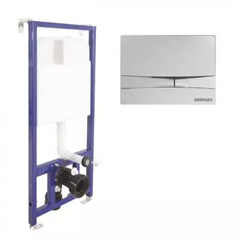 Готовое решение (инсталляция+кнопка) Berges Novum 040253 для подвесных унитазов с кнопкой смыва F3 хром глянцевый