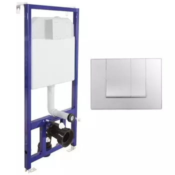 Инсталляция для подвесного унитаза Berges Wasserhaus Novum S3 (Square) 040243 с клавишей хром глянцевый