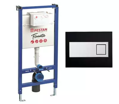 Инсталляция Pestan для подвесного унитаза в комплекте с кнопкой, цвет черный SET40006356DB