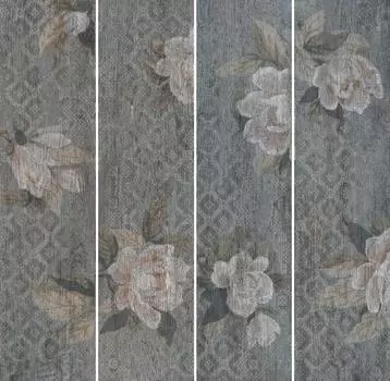 Керамогранит Поджио Цветы серый обрезной 20х80