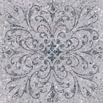 Керамогранит Терраццо серый декорированный обрезной 60х60