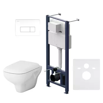 Комплект Am.Pm Like подвесной унитаз + крышка-сиденье + инсталляция + панель смыва IS48001.801700